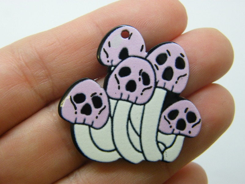 8 Creepy mushroom pendants white pink black acrylic HC1116