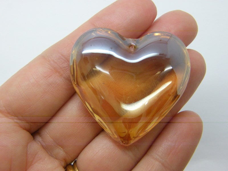 1 Heart pendant sandy brown glass H