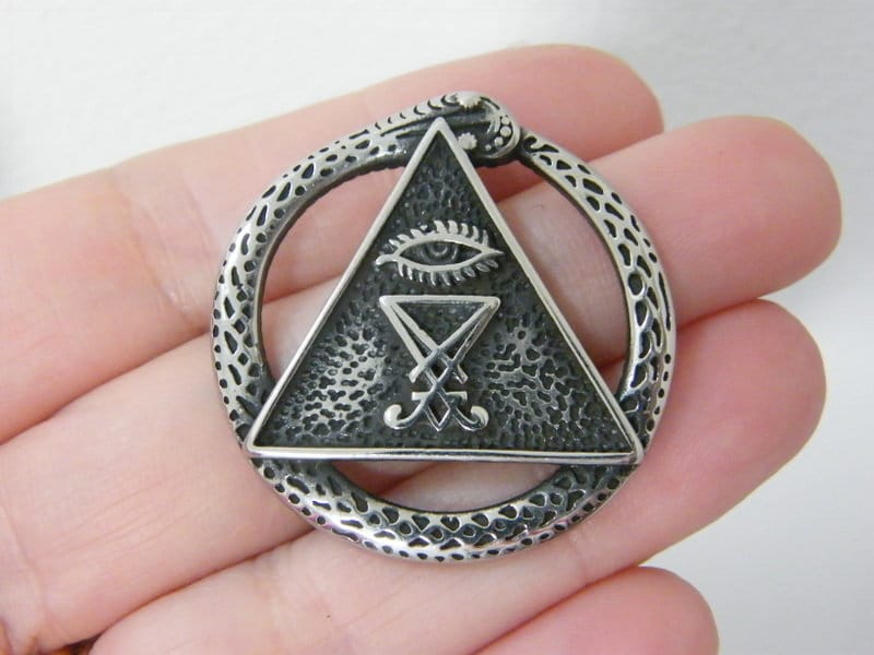 1 Snake triangle lucifer pendant silver stainless HC1120