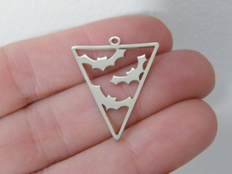 1 Bats triangle Halloween charm stainless steel HC1129