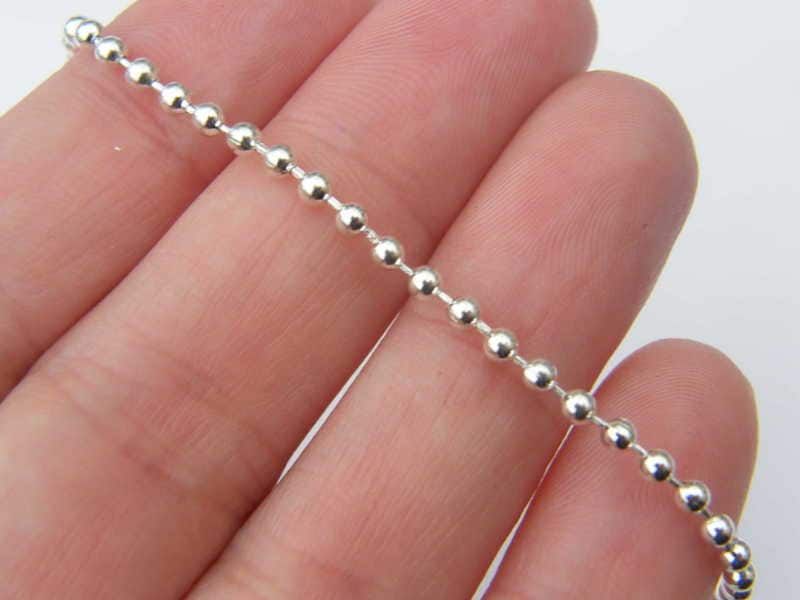 BULK 12 Necklace ball chains 80cm silver plated FS207