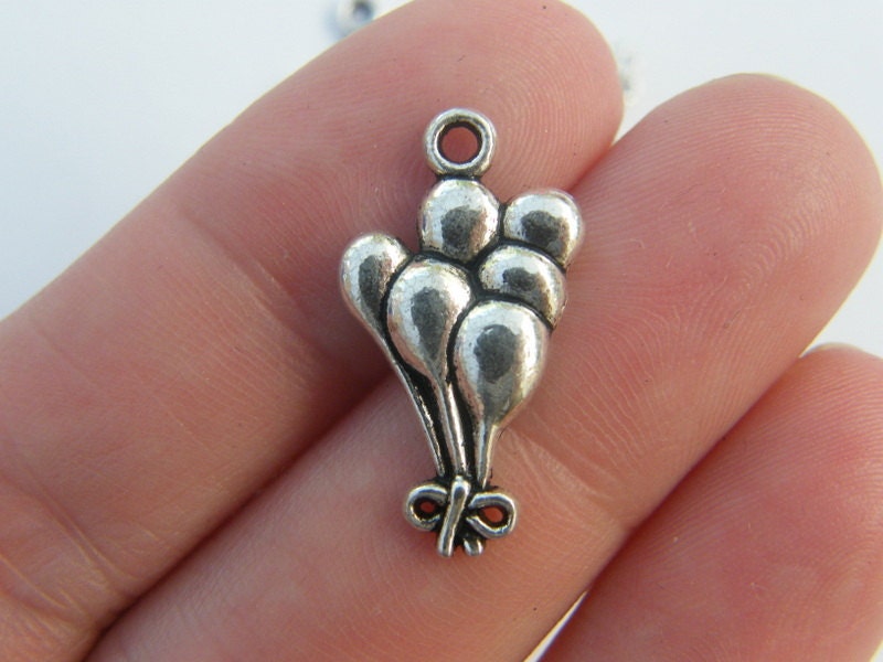 8 Balloons charms antique silver tone M323