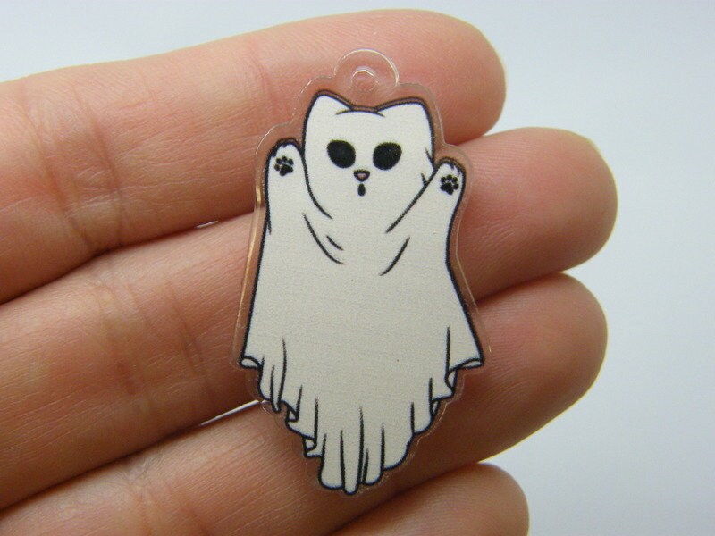 2 Cat ghost costume Halloween pendants acrylic HC1140