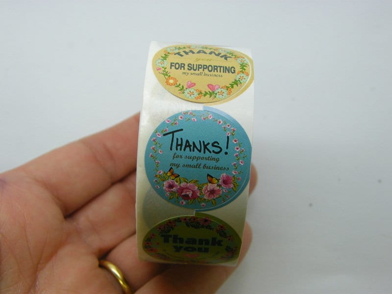 1 Roll thank you for supporting my small business  500 stickers B07