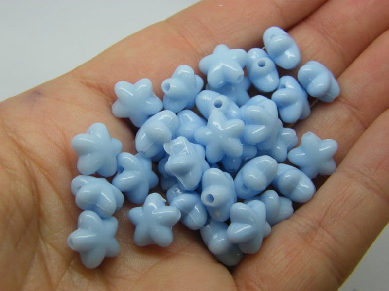 100 Star beads blue acrylic  AB681 - SALE 50% OFF