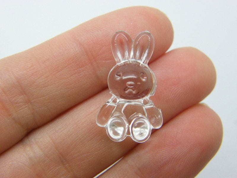 20 Rabbit bunny beads clear acrylic BB800