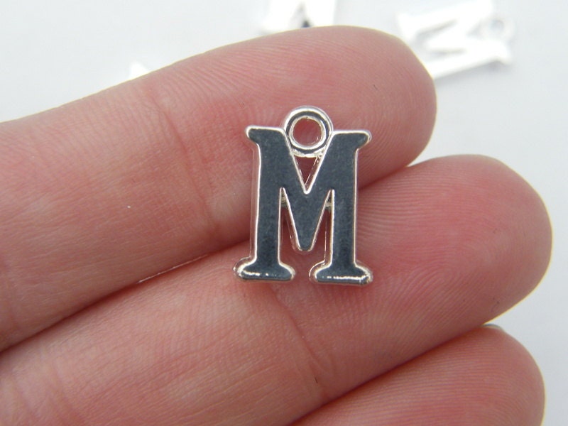 8 Letter M alphabet charms silver plated