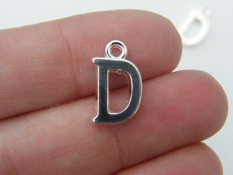 BULK 30 Letter D alphabet charms silver plated