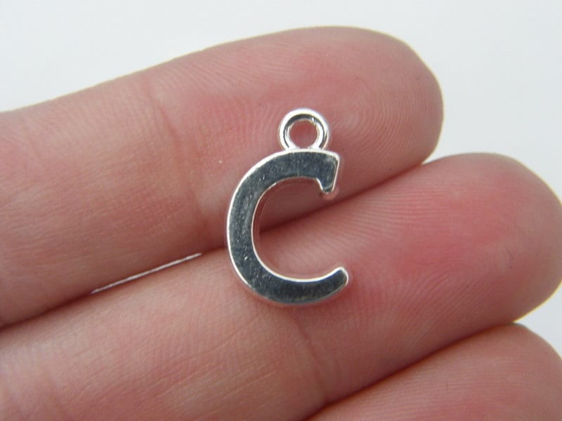 8 Letter C alphabet charms silver plated