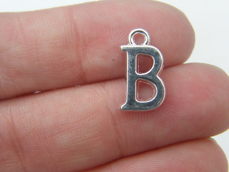 BULK 30 Letter B alphabet charms 16 x 9m silver plated