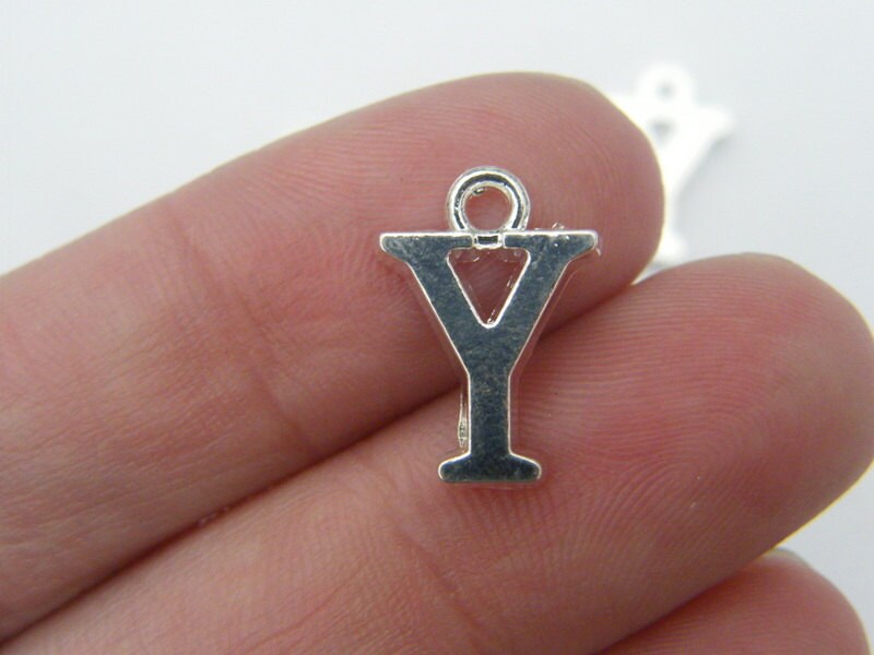 8 Letter Y alphabet charms silver plated