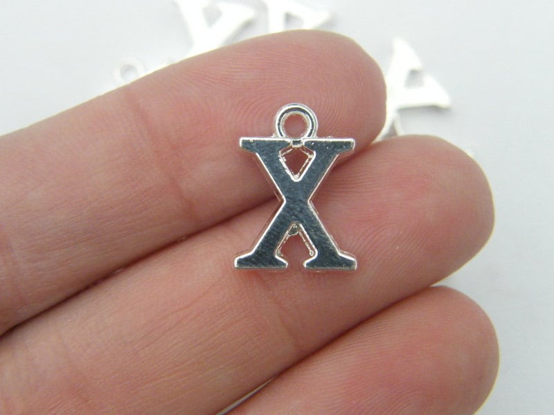 8 Letter X alphabet charms  silver plated