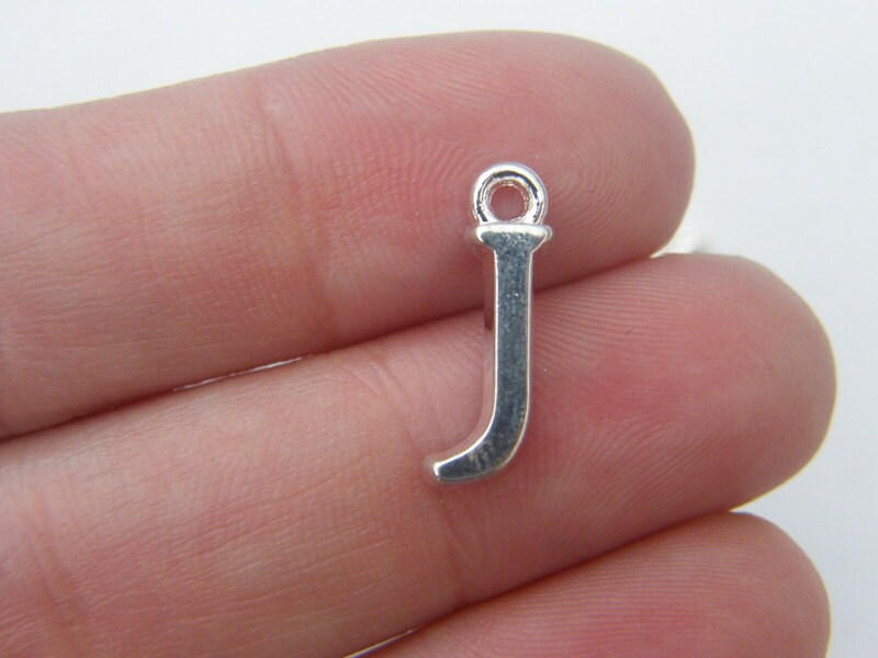 8 Letter J alphabet charms silver plated