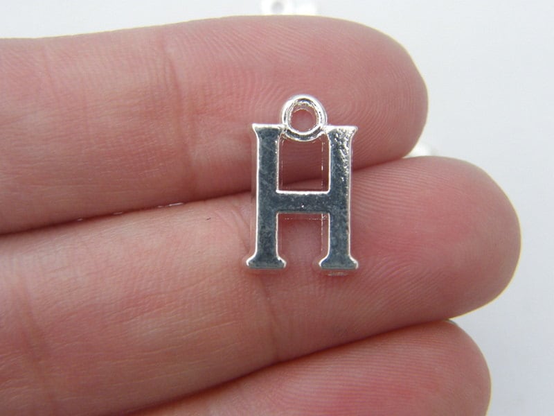 8 Letter H alphabet charms silver plated