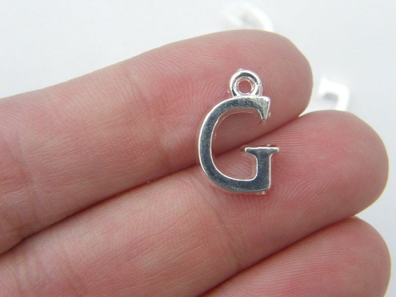 8 Letter G alphabet charms silver plated