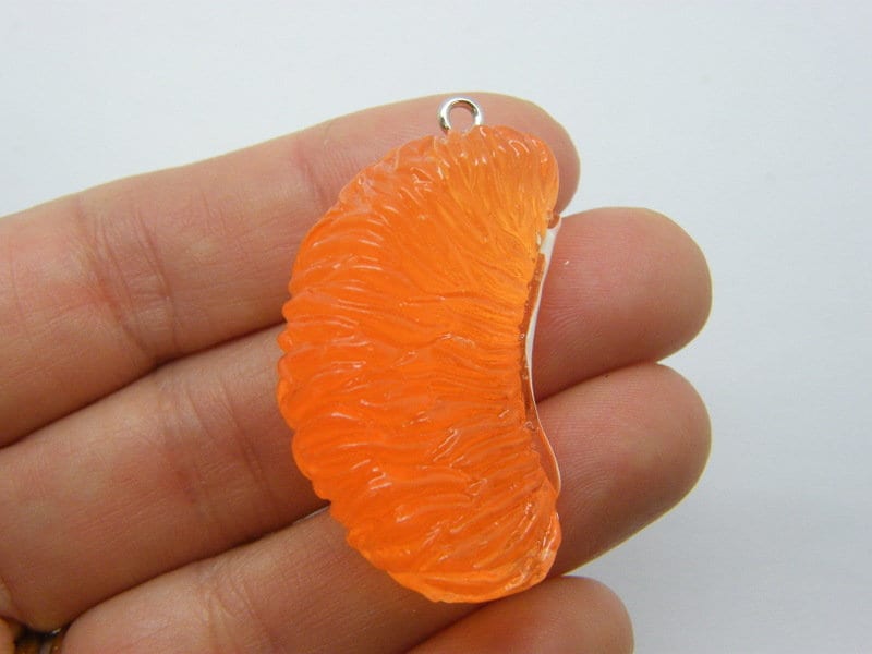 BULK 20 Orange tangerine satsuma mandarin slice pendants charms resin FD363