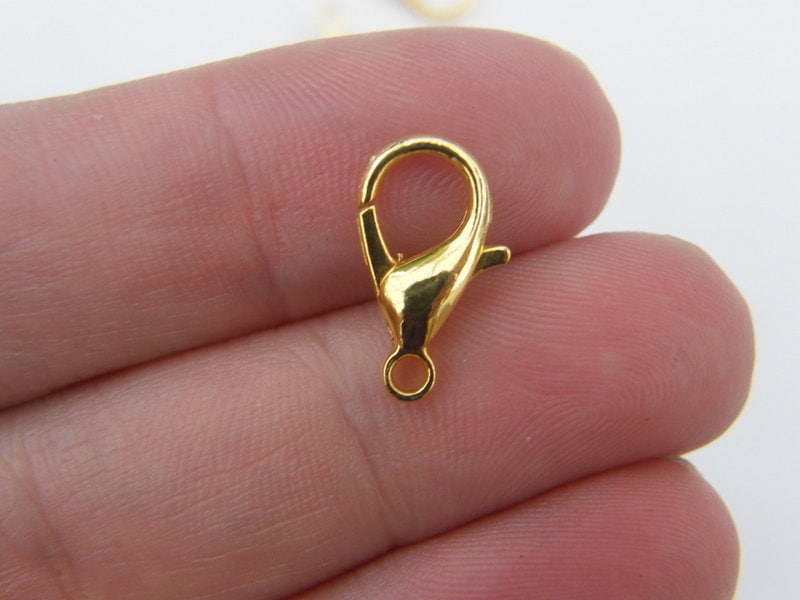 12 Lobster clasps 14mm gold  tone LC8