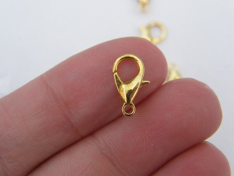 BULK 100 Lobster clasps 12mm gold  tone LC7