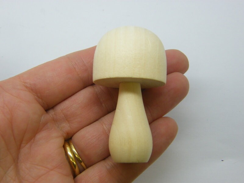 2 Mushroom embellishment miniature natural wood 32 x 61mm L 02E