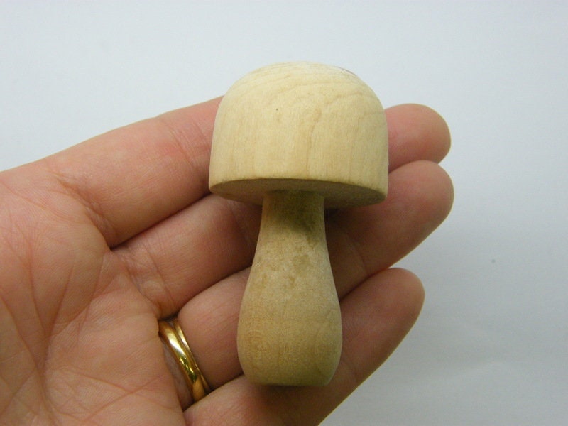 2 Mushroom embellishment miniature natural wood 58 x 29mm L 45
