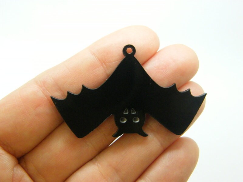 2 Bat pendants black acrylic HC169