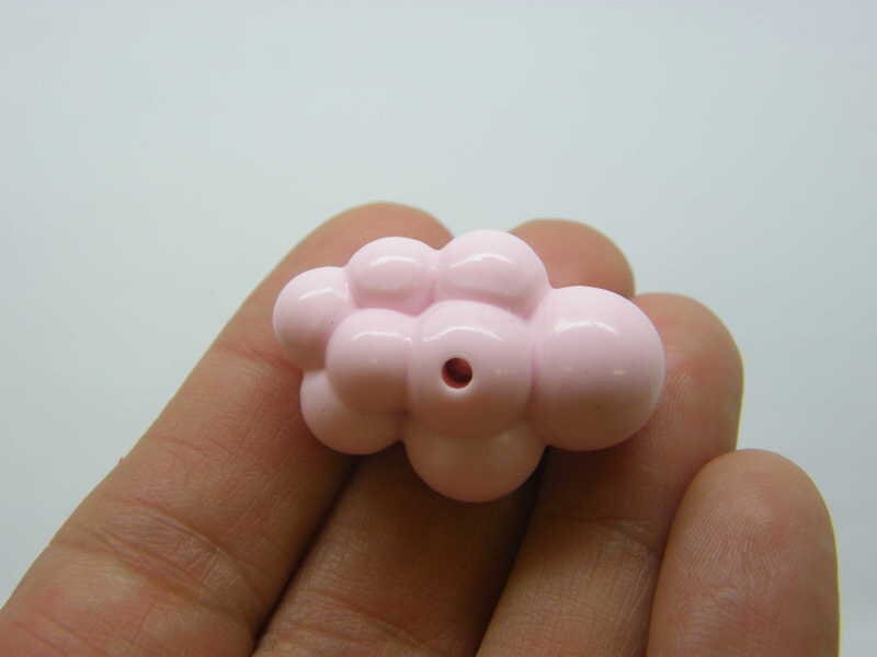 4 Cloud beads pink acrylic S393