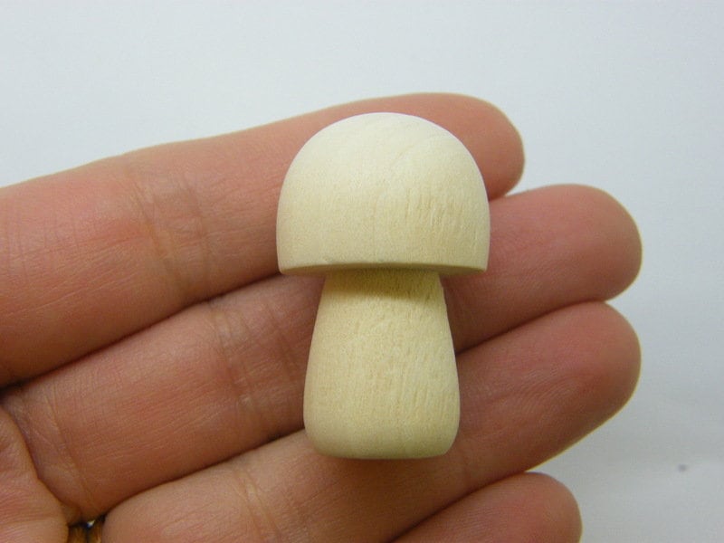 6 Mushroom embellishment natural wood 22 x 35mm L 02D