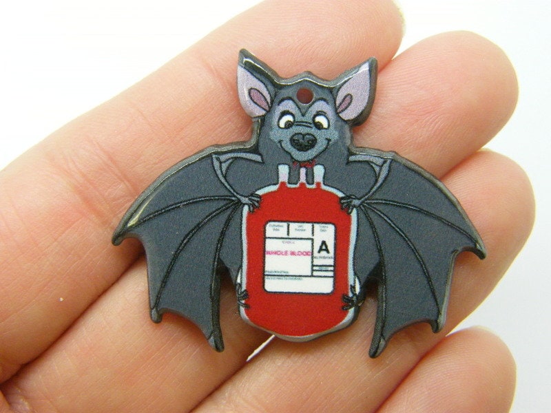 2 Bat blood bag pendants acrylic HC569