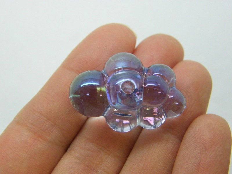 4 Cloud beads lilac purple AB acrylic S393