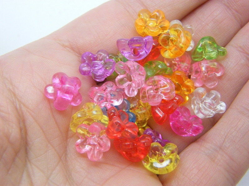 100 Flower beads random mixed acrylic BB401  - SALE 50% OFF