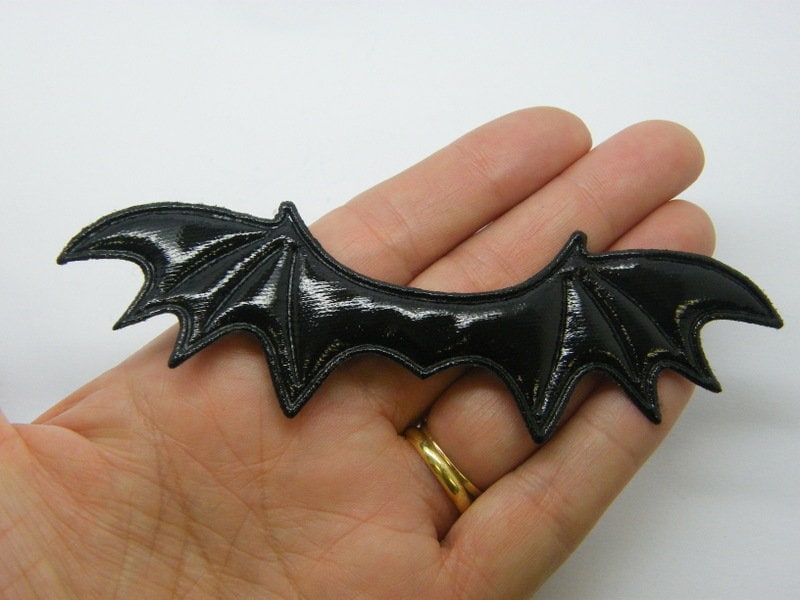 4 Bat wings embellishment patches black material 04C