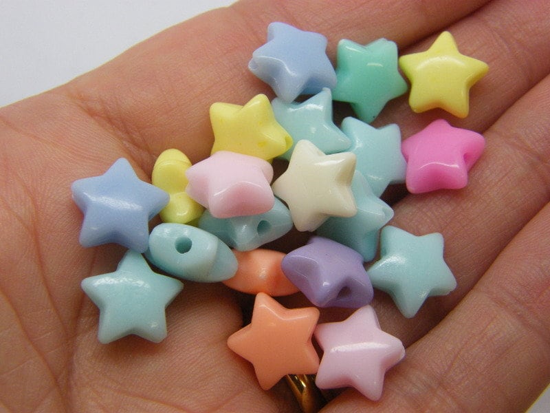 100 Star beads random mixed acrylic BB751