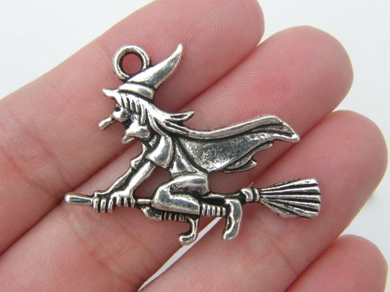 4 Witch charms antique silver tone HC98