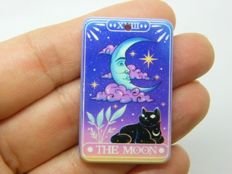 2 The moon cat tarot card Halloween pendant acrylic HC1156