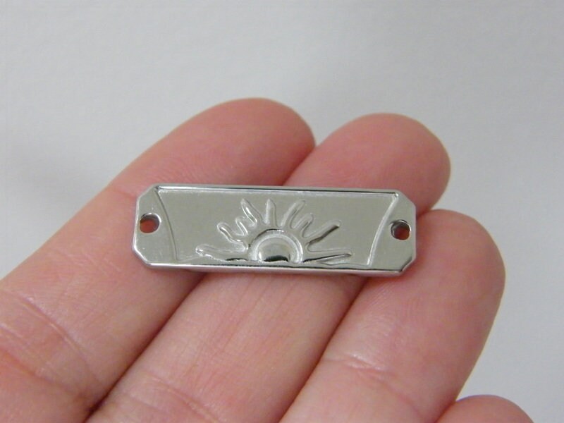 2 Sun connector charms silver tone stainless steel S143