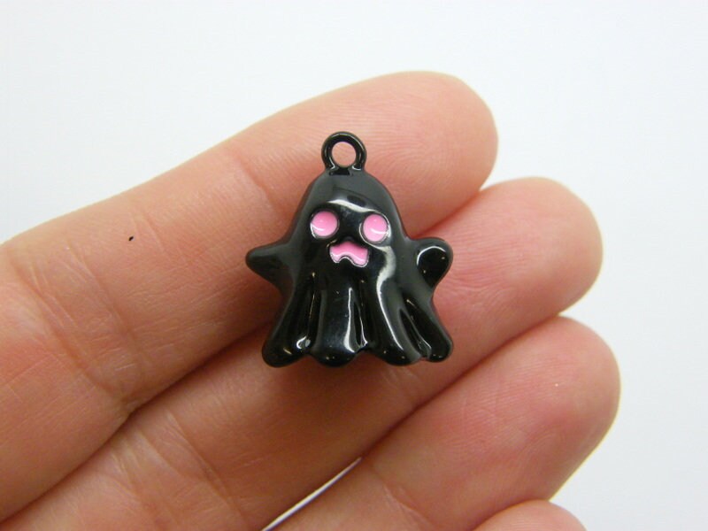 4 Ghost charms black pink tone HC1211