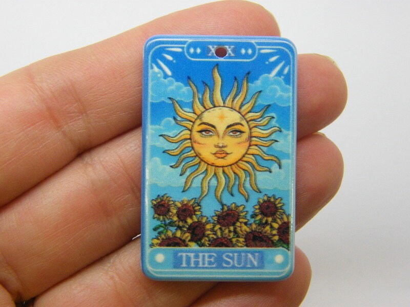 2 The sun sunflower tarot card Halloween pendant acrylic HC1155