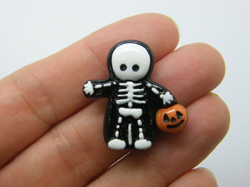 8 Skeleton pumpkin Halloween embellishment cabochon resin HC1166