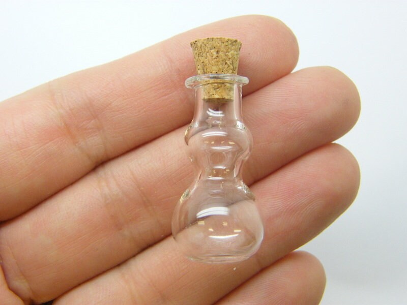 2 Mini bottle clear glass with cork M336