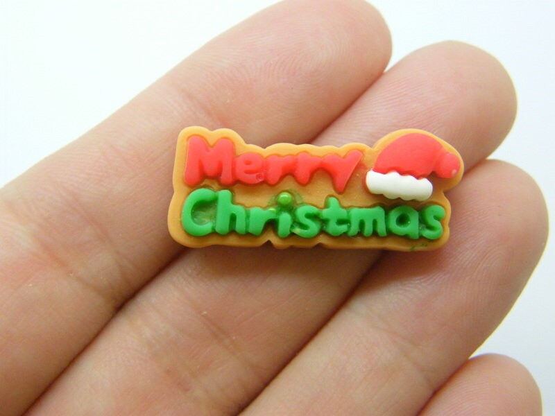 8 Merry Christmas embellishment cabochons resin CT371