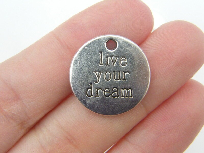 6 Live Your Dream charms antique silver tone M320