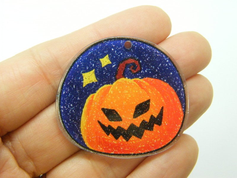 4 Pumpkin stars Halloween pendants acrylic HC1194