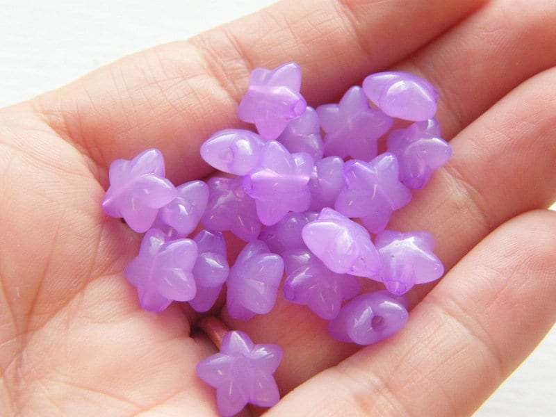 100 Star beads orchid purple acrylic  AB443 