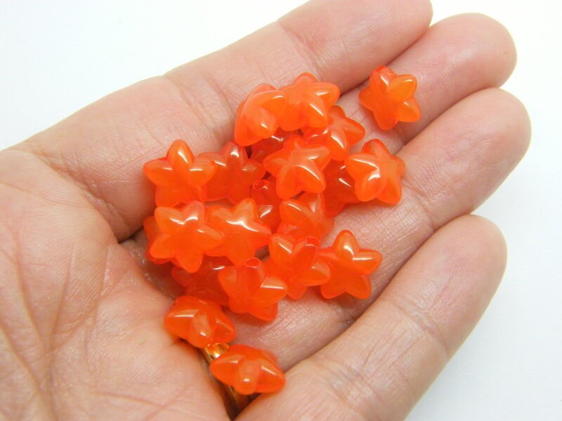 100 Orange imitation jelly star beads acrylic AB457