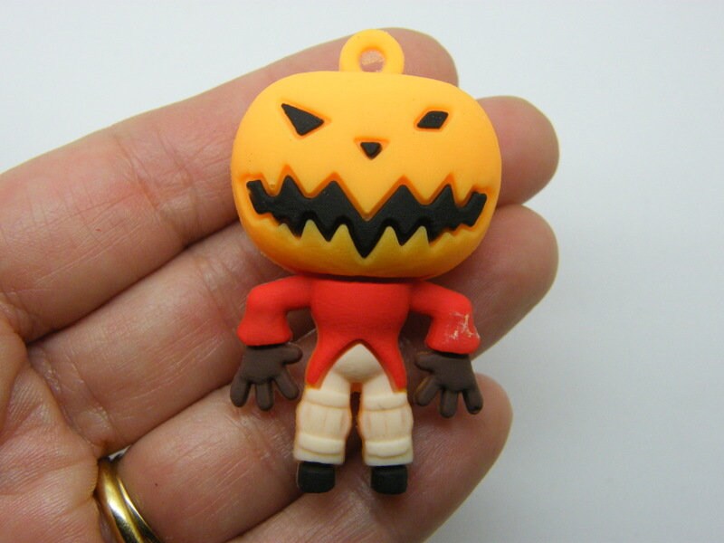4 Pumpkin man Halloween pendants PVC plastic HC 01C