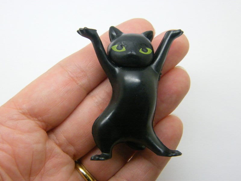 1 Dancing black cat embellishments miniature resin A