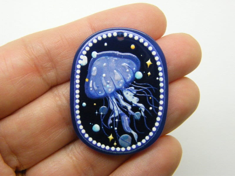 4 Jellyfish  pendants blue acrylic FF91