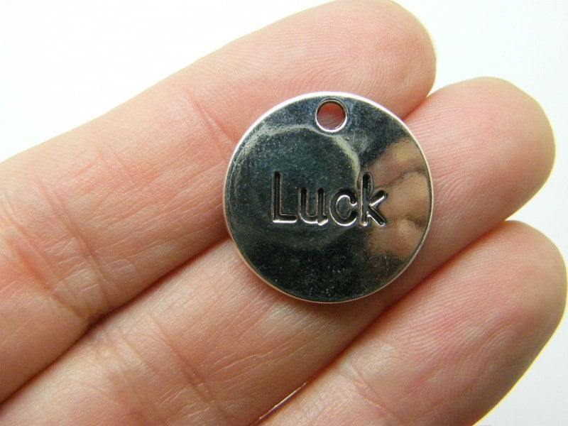 8 Luck word charms antique silver tone M68