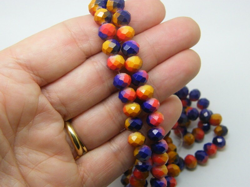 100 Faceted mulitcolour beads  8mm glass B183  - SALE 50% OFF