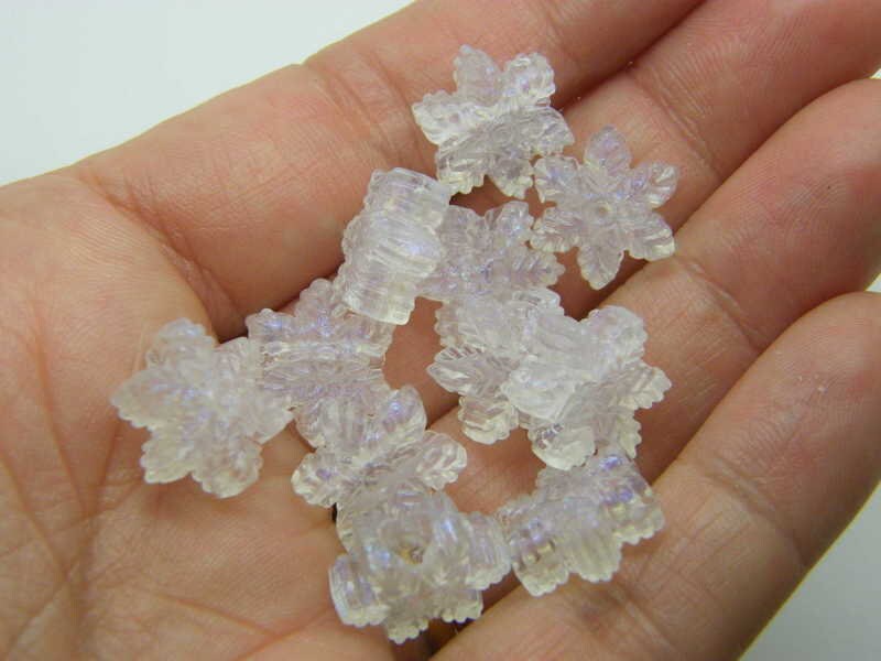 40 Snowflake beads clear glitter dust acrylic BB713 SALE 50% OFF